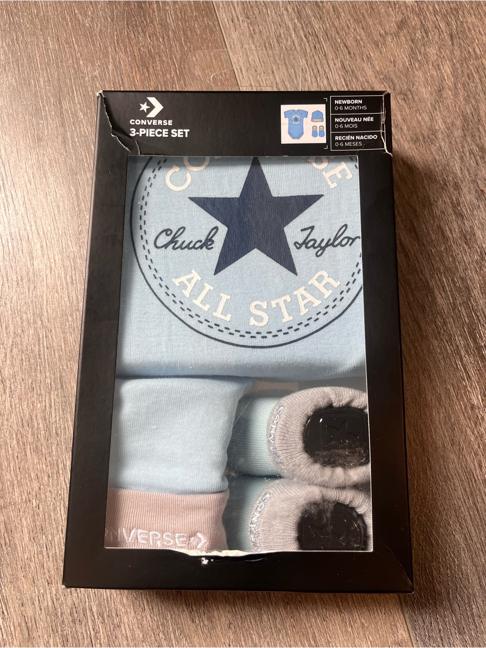 Converse Baby 3-Piece Set in Light Blue and Gray